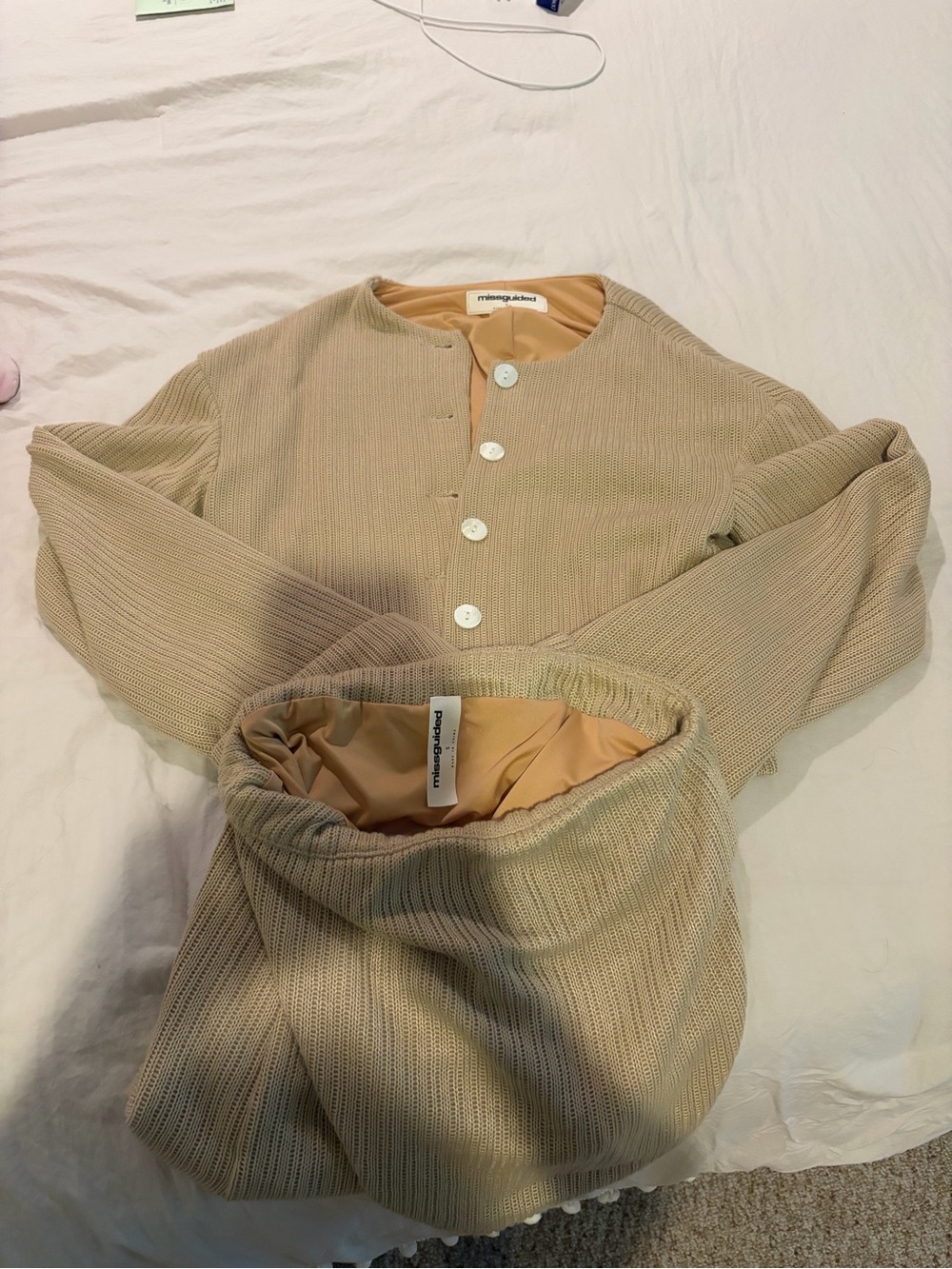 Missguided Beige Knit Set